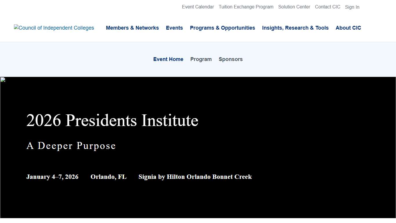 2026 Presidents Institute - Council of Independent Colleges